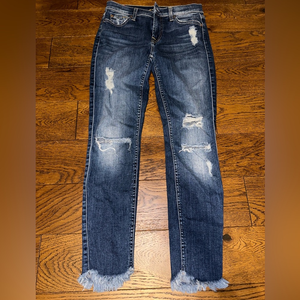 7 For All Mankind The Ankle Skinny Distressed Jean size 25